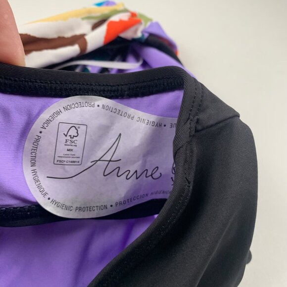 Anne Cole Women's Fold Over Black‎ Printed Waist Swim Bikini Bottom Size XS NWOT - Picture 3 of 7